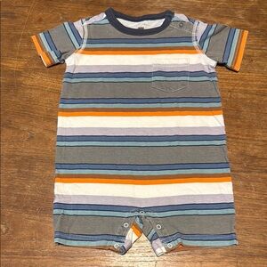 Tea Collection Pocket Shortie Striped Baby Romper